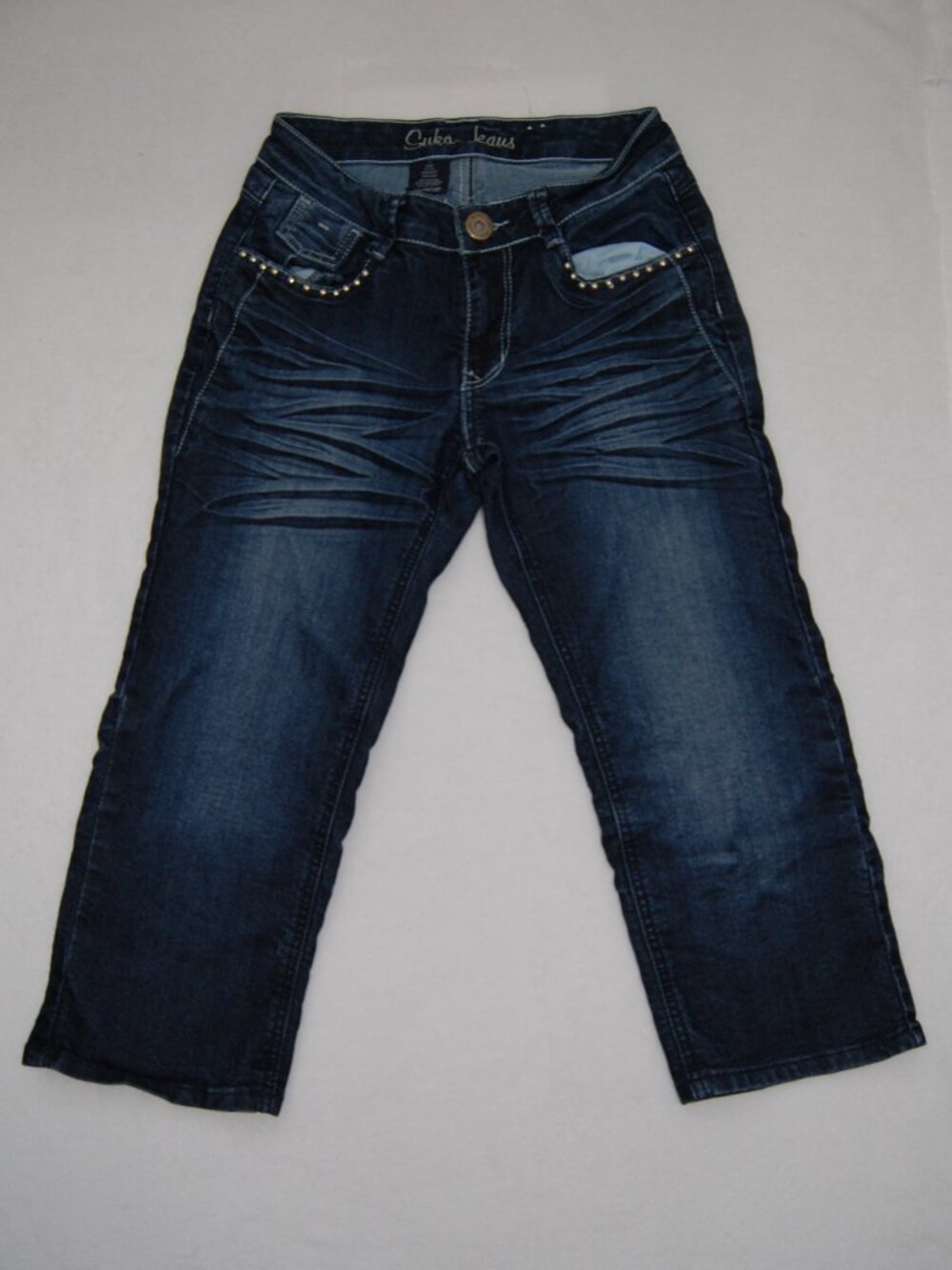Suka Jeans, Mid-Rise, Capri, with Studded Pockets, Women Size 4